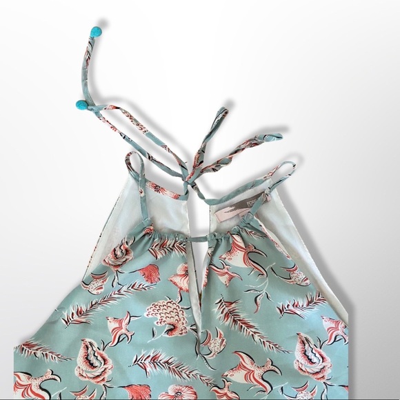 Forever 21 seashell and sea horse patterned tank blouse with beaded ties - Picture 3 of 7